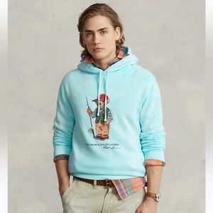 Polo Ralph Lauren Polo Bear Tie Dye Fleece Hoodie in Island Aqua XL NWT